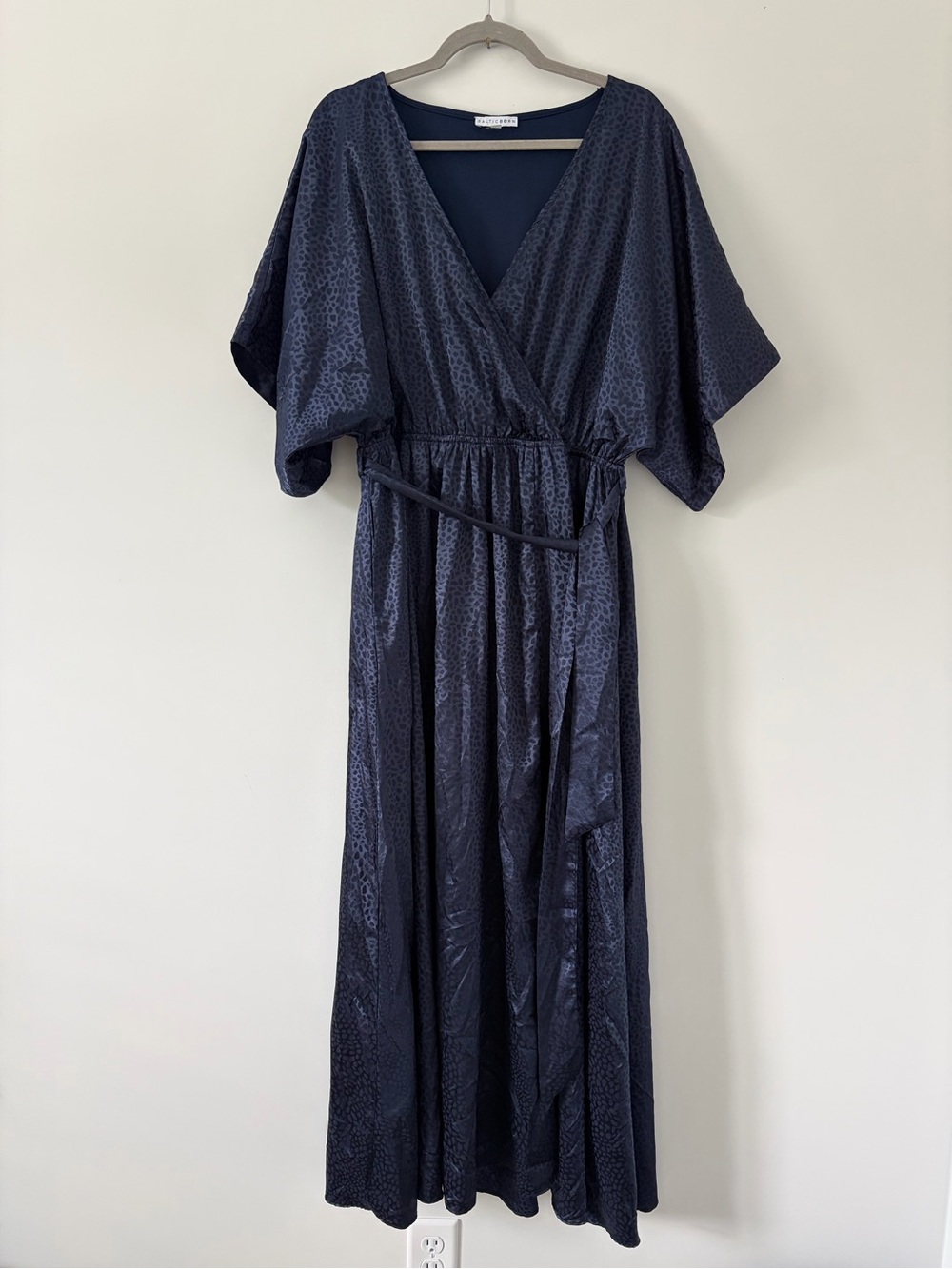 Baltic Born Savannah Print Navy Blue Kimono Animal Print Embossed Maxi Dress XXL